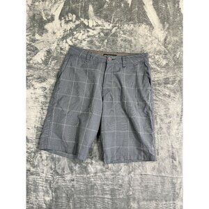 ONeill Mens Gray Plaid Flat-Front Hybrid Board Shorts Size 30